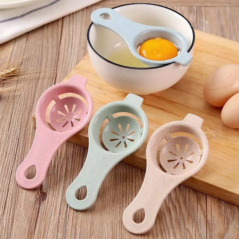 YXHT Mini Egg Yolk White Separator Kitchen Tools Creative Ergonomic Handle Wheat Straw Egg Yolk Separator Egg Tool
