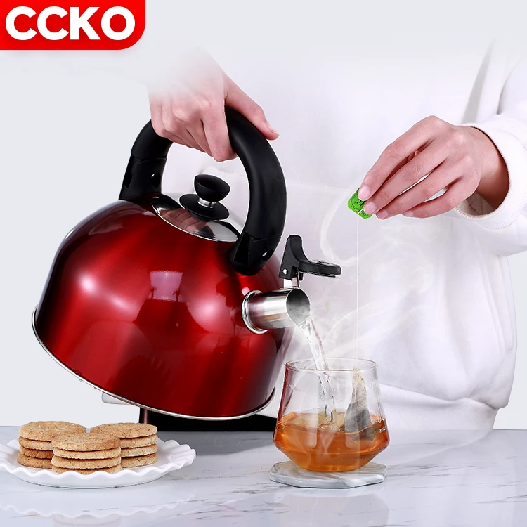 Оптовая продажа кухонная техника красные серебристые 3L 5L нержавеющая сталь чайник со свистком из нержавеющей Электрический чайники