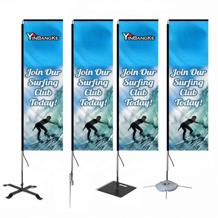 Factory Custom Promo Flags Exhibit Banners Flags Displays Rectangular Beach Flags With Waterproof Materials