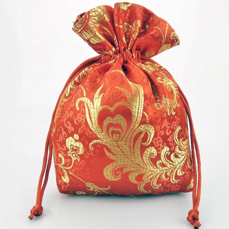 Chinese new year gift bags wedding favor satin bags pouch jewelry drawstring packaging