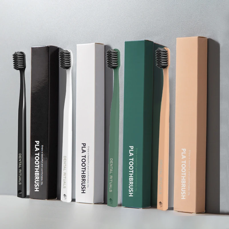 Private Logo Ecofriendly Toothbrush Corn Starch Pla Toothbrush With Soft Bristle Tooth Brush