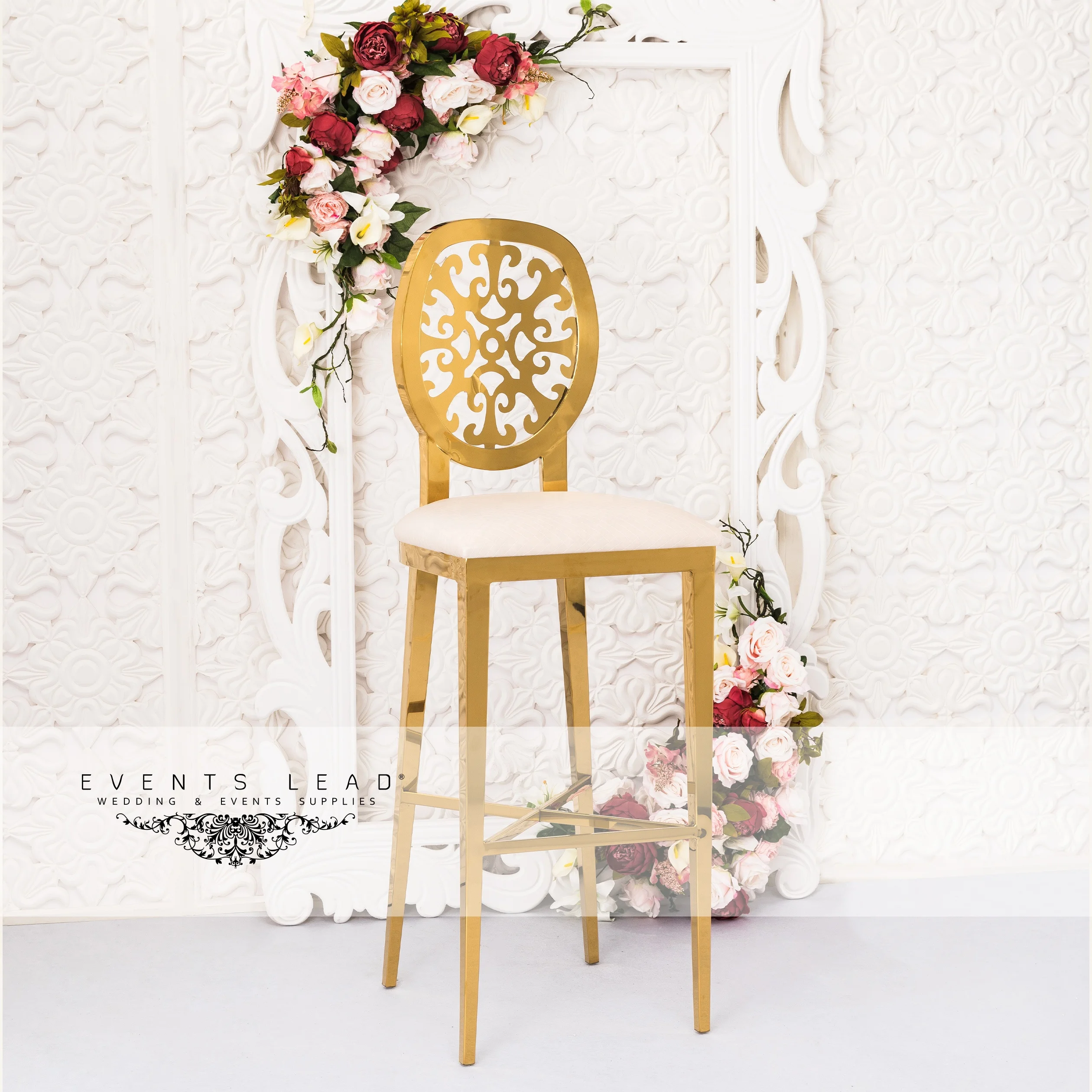 Newest Products Simple Gold Stainless Steel BACCHUS Acrylic Bar Chair