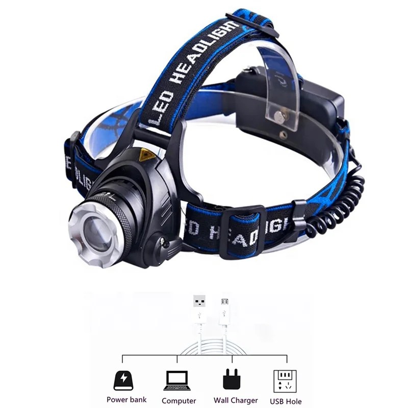 Ningbo Factory USB Charging Sensor LED Light Headlamp Rechargeable Waterproof Camping LED Head lamp Sensor Headlamp