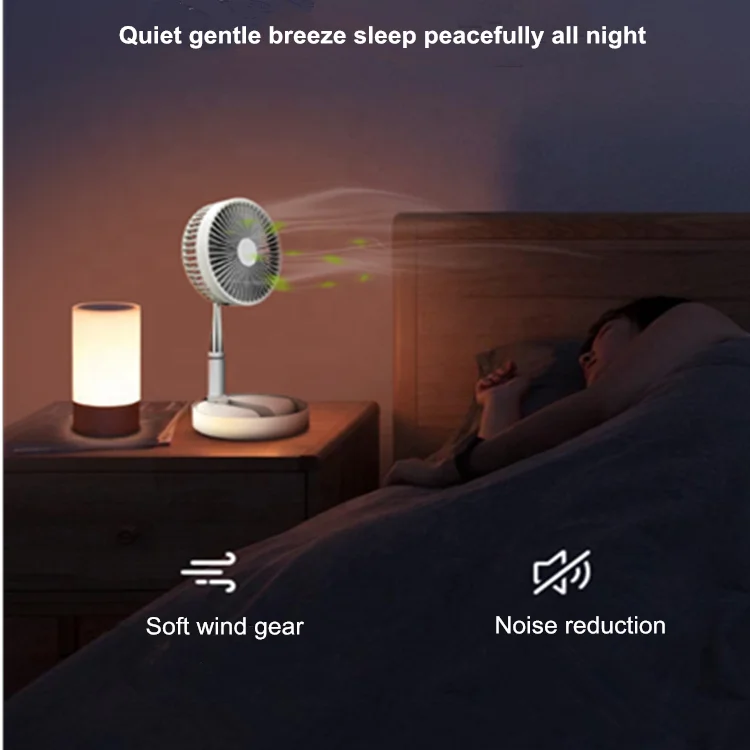 Custom Printed Foldable and Extension-type Fan Retractable Rechargeable Battery Fan USB Charging Small Powering Fan