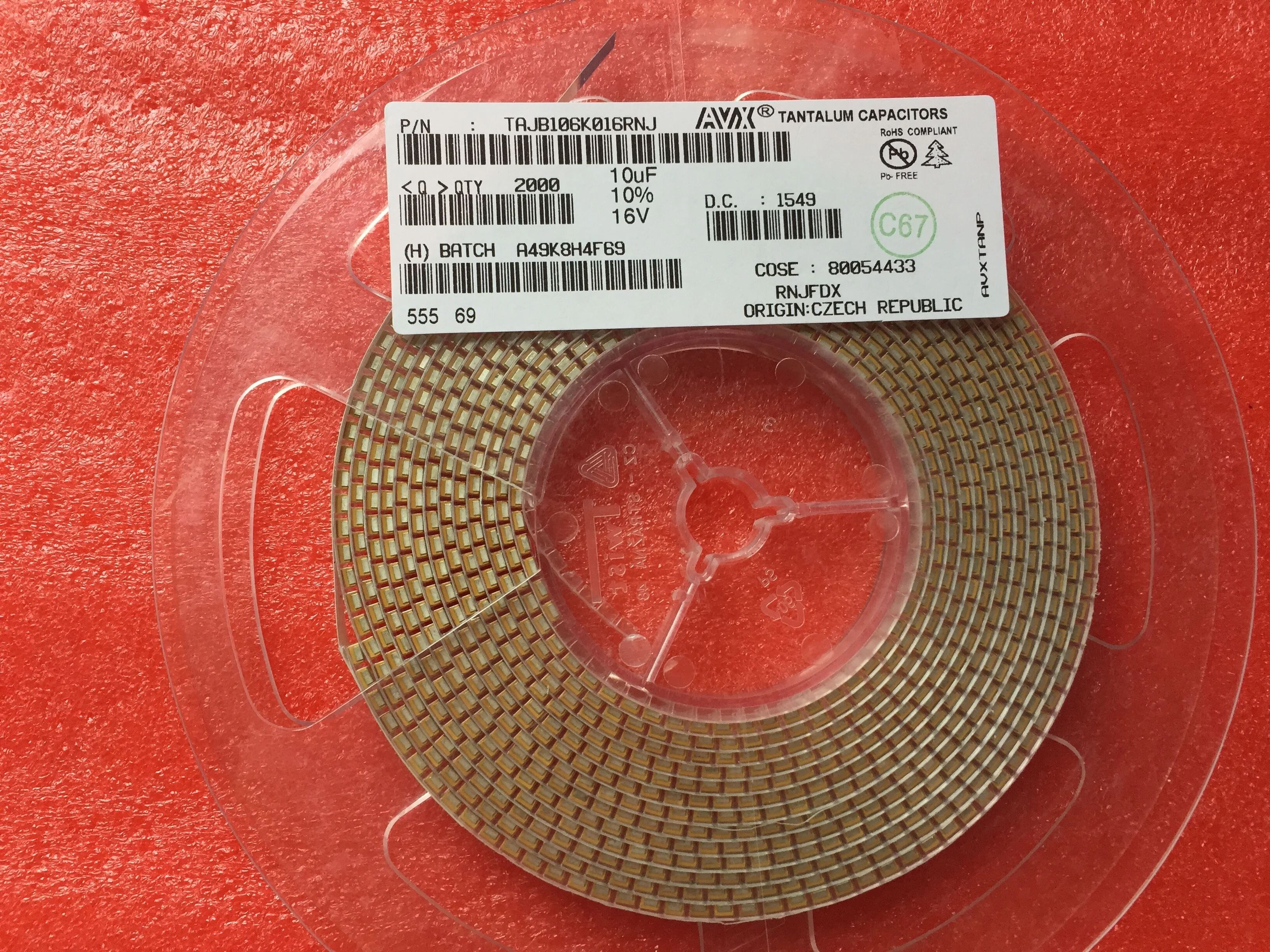 TAJB106K016RNJ new original Tantalum Capacitors 10uF 16V B CASE 10% (3.5 X 2.8 X 1.9mm) Inward L SMD 3528-21 2.8 Ohm 125C T/R