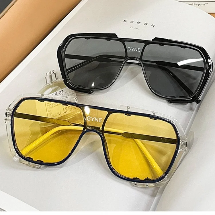 Европейские модные цельные солнцезащитные очки авиаторы в большой оправе нестандартные металлические для