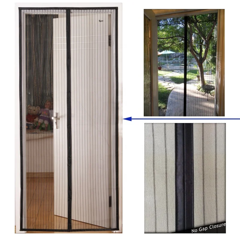Black Magnetic Mosquito Net Door Screen Curtain