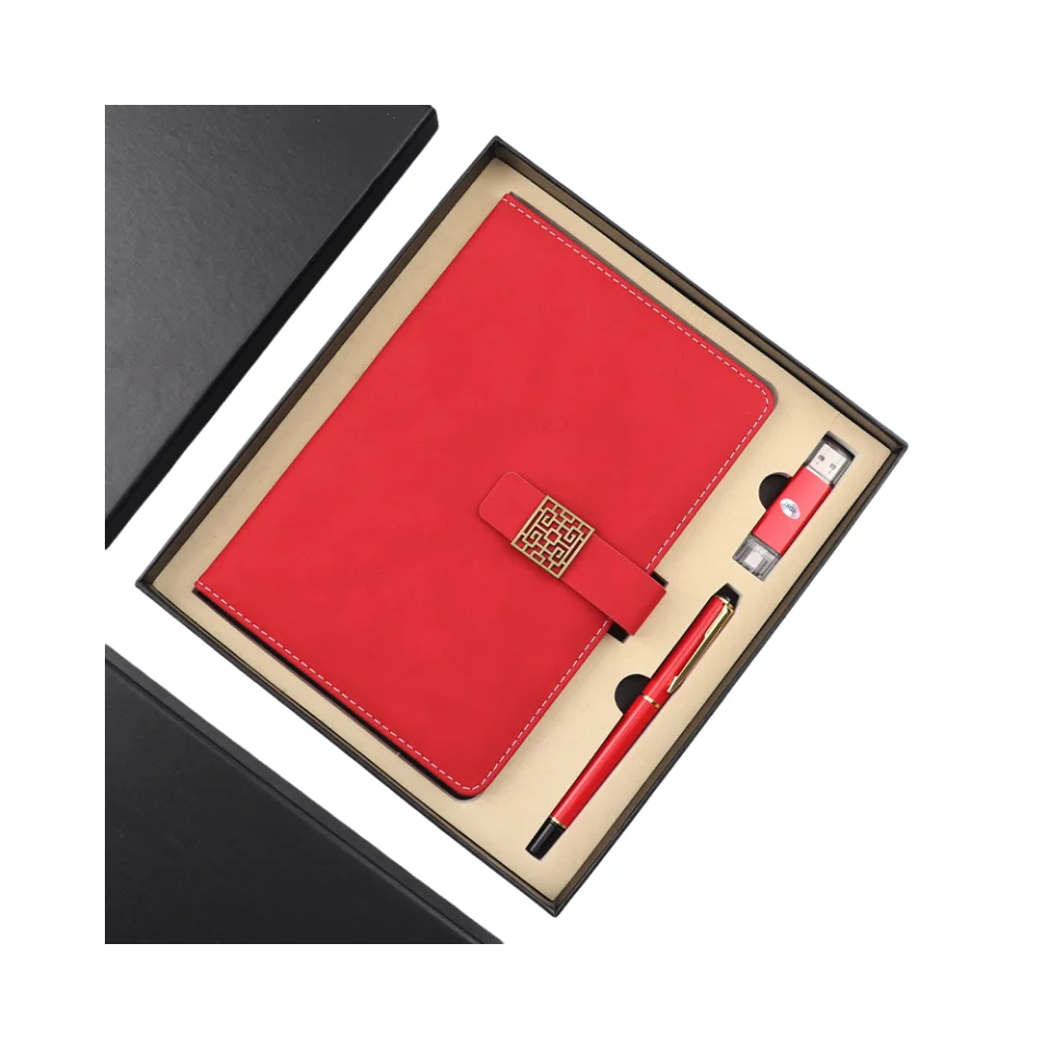 Hot Sell Luxury Business Gifts Box Set A5 Tree-fold Notebook With 16G USB Flash Drive and Pen Office Festival Supplies Gift Set