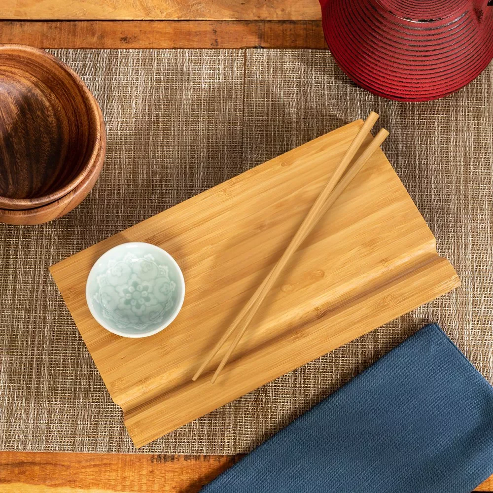 Wooden Sashimi Sushi Bamboo Serving Geta Plates Bamboo Sushi Board Cutting Tray set Japanese Style Tableware