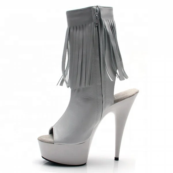 15cm ultra high heel thin with sky high sexy stage show shoes fringe dew with fish mouth fun low tube ankle boots