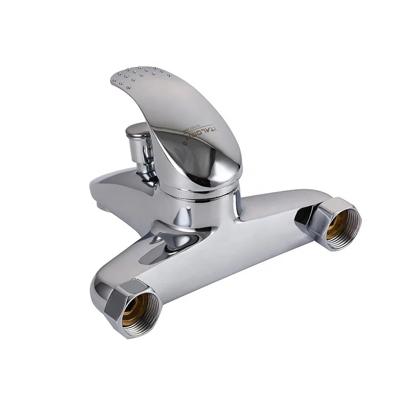 Высококачественный серебристый крашеный однорычажный настенный смеситель для ванны с термостатом