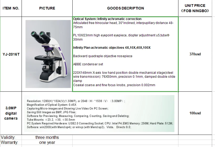 YJ-2016TLCD China  LCD Screen Trinocular Biological Digital Microscope