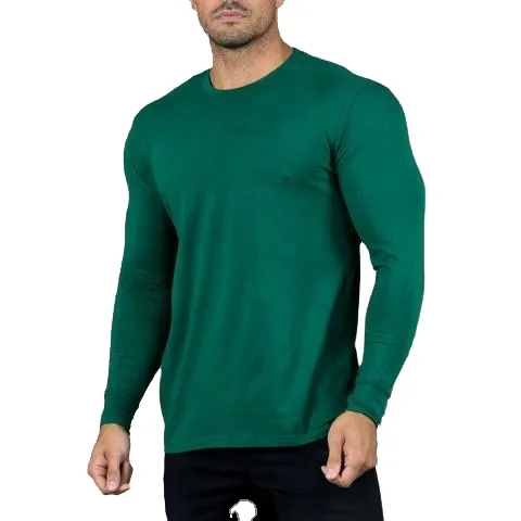 cheap custom plain blank printing casual performance t shirt 100% cotton homme sport wear fitness mens long sleeve t shirts