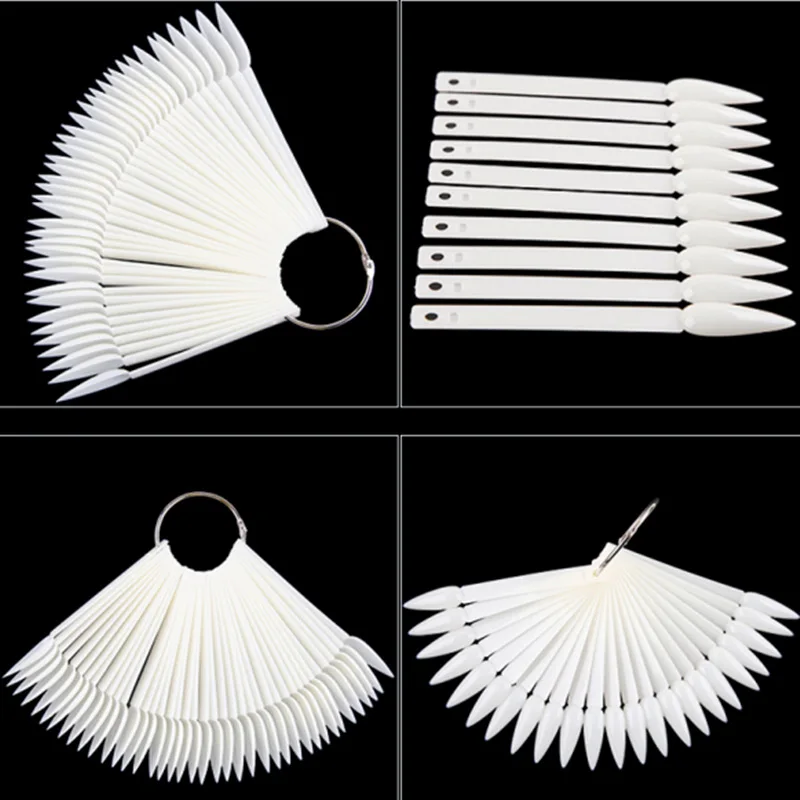 Cheap Fan 40 Tips Nail Polish Display False Nails Art Palette Color Chart With Ring For Color Card Display
