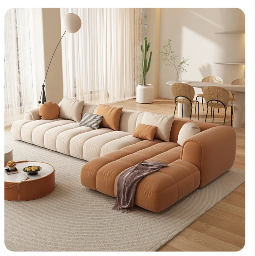 Living room sofa Technology cloth Square sofa living room simple modern light luxury corner imperial concubine color matching so