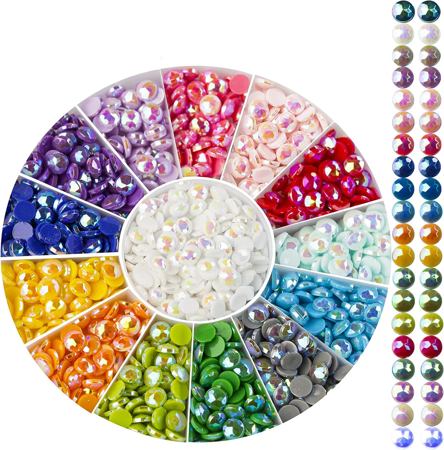 ML-Z10 AB Diamond Painting Beads, 5D Diamond Painting Accessories, 20 Colors Round Diamond Painting Drills AB Rhinestones Flatba