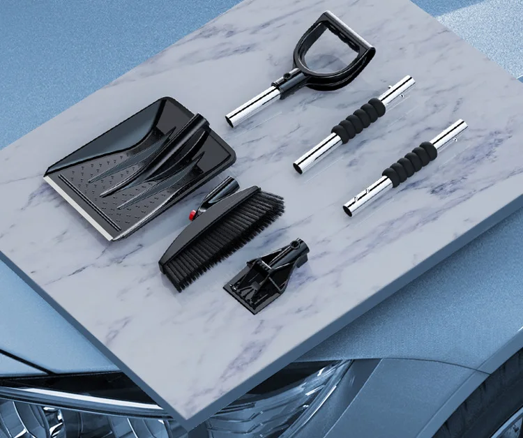 YumuQ 95*24*14 Ice Scrapers 2 in 1 for Car and Snow, Extendable Brush with Foam Grip and 180 Degree Pivoting Head