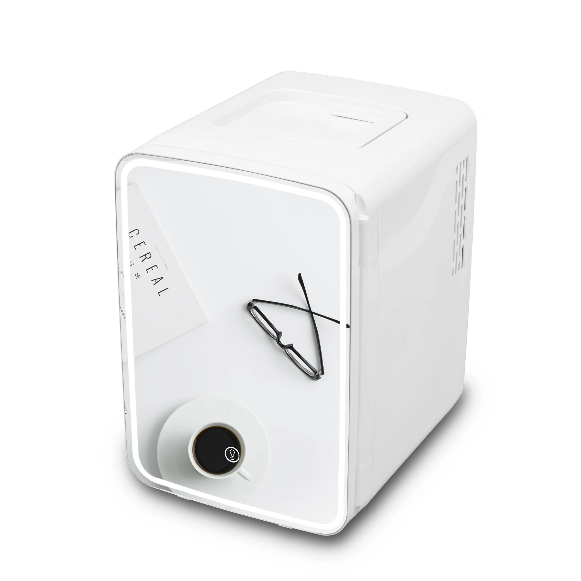 10L Mini Cosmetics Fridge Beauty Fridge with LED Light and Mirror Surface Skincare Beauty Refrigerator