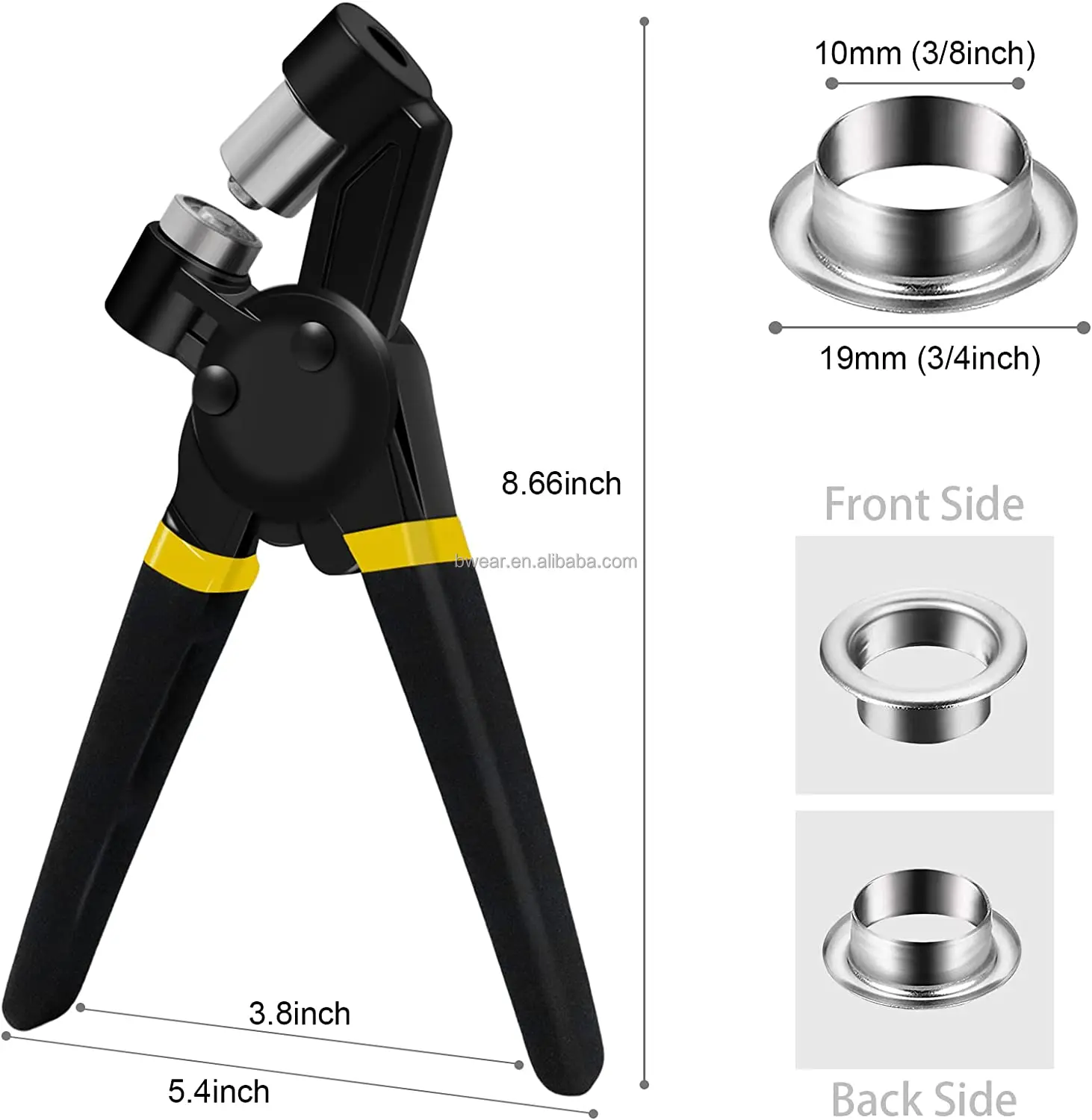 Grommet Tool Kit Handheld Hole Punch Pliers Portable Eyelet Rivet Hand Machine Manual Puncher with 500pcs 10mm Grommets
