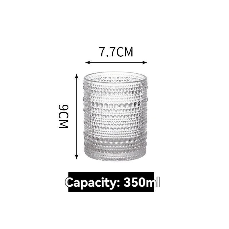 Embossed colored bead point glass hotel gargle cup juice cup manufacturers direct retro drinking cups