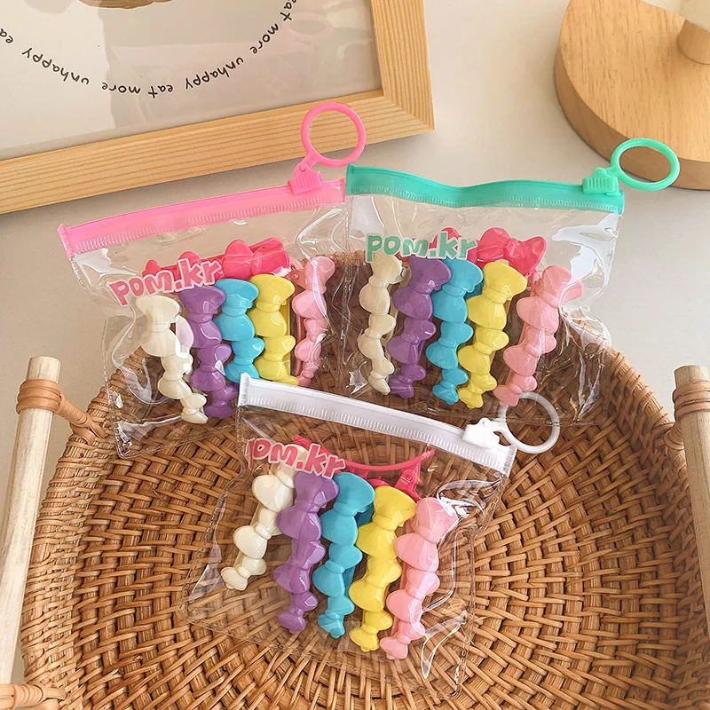 Wholesale Plastic Alligator Hair Sectioning Clips candy color hair bow with elastic band plastic hair bow