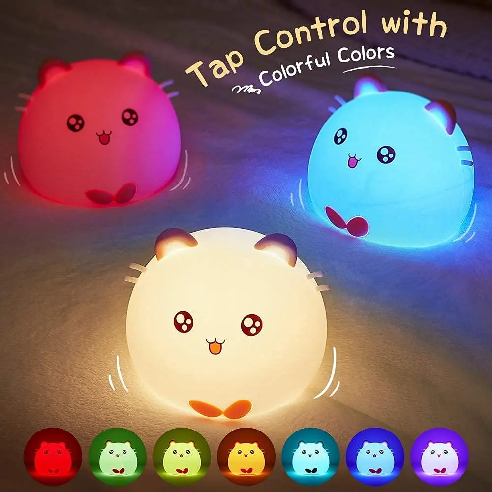 Free Sample Dropshipping Wholesale Cordless Smart Rechargeable Soft Animal Decor Night Light LED Battery Silicone Night Light