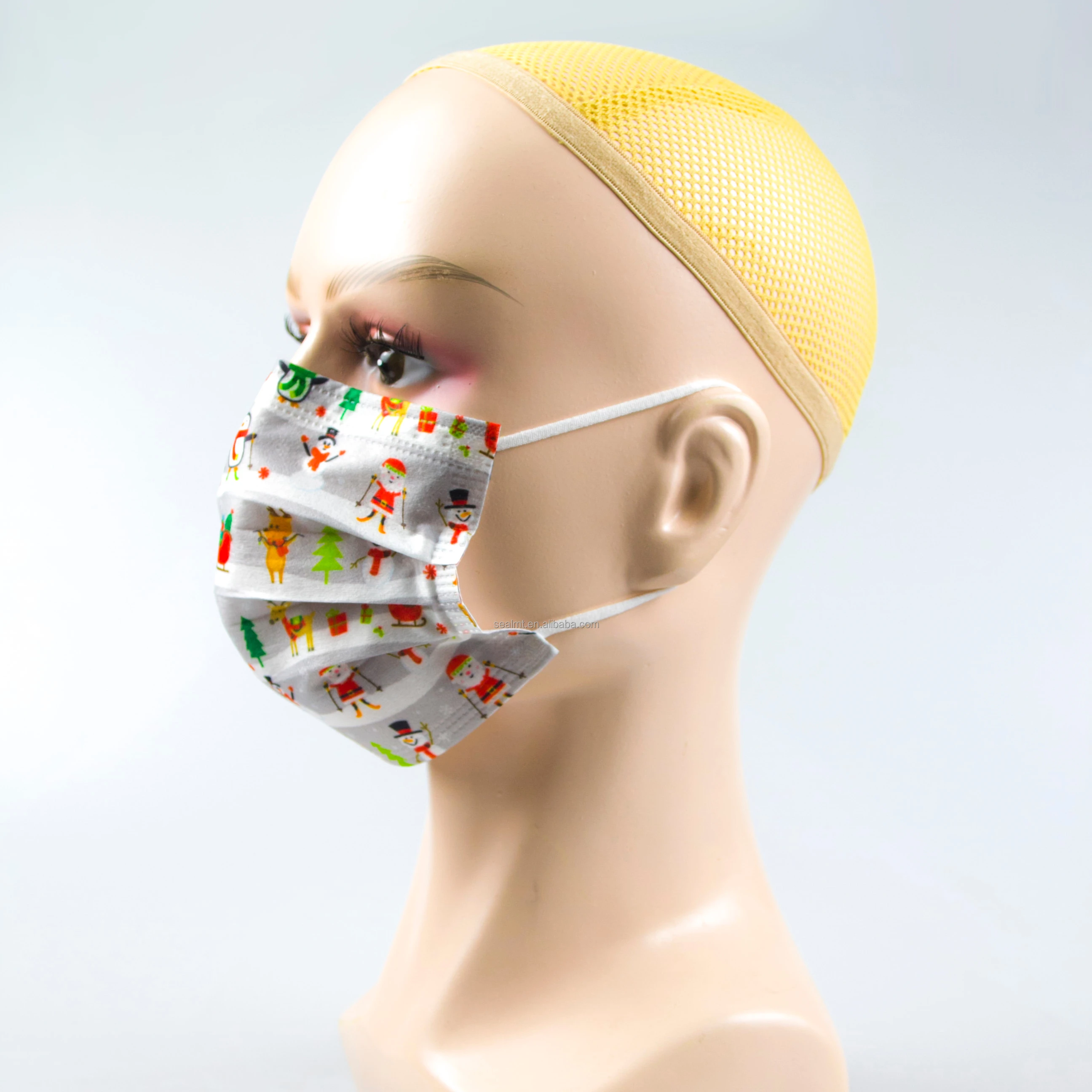 Customize designs  3 layer disposable nonwoven earloop face mask party mask