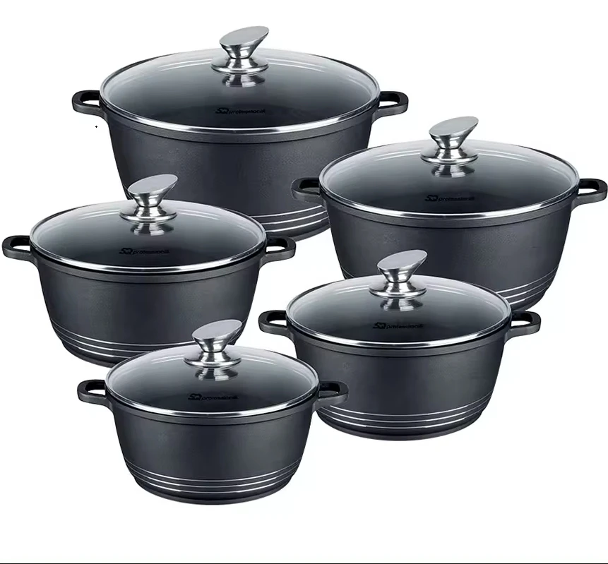 12 шт. антипригарные алюминиевые итальянские наборы DESSINIcookware/набор кастрюли с ручкой из нержавеющей стали