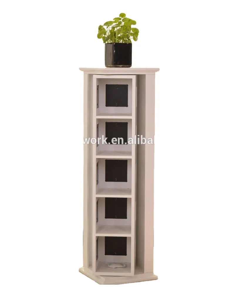 OEM дизайн, принимается белый цвет, уникальная вращающаяся деревянная стойка для компакт-дисков