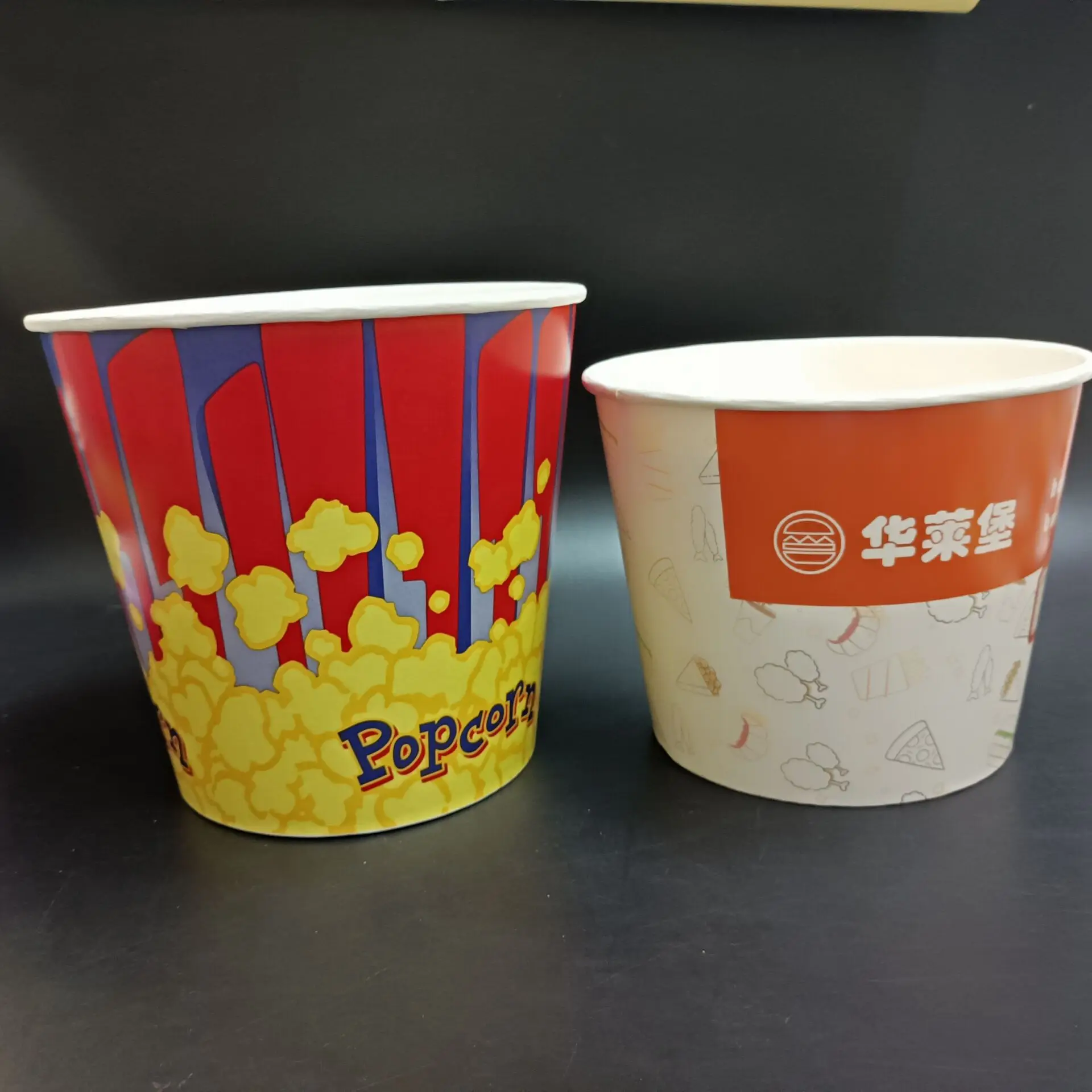 SP2757 High Quality Popcorn Paper Barrel Large Capacity Single Wall Disposable Fried Food Shop with Matt Lamination Paper Cover