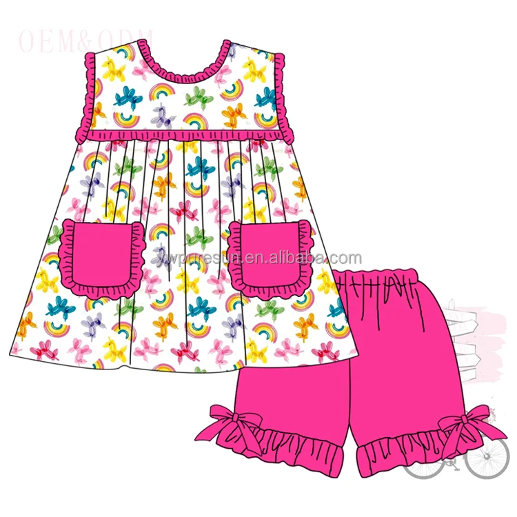 Puresun balloon smock French Knot high waist skirt big pocket hollow back bow design sleeveless kids clothing baby girls dresses