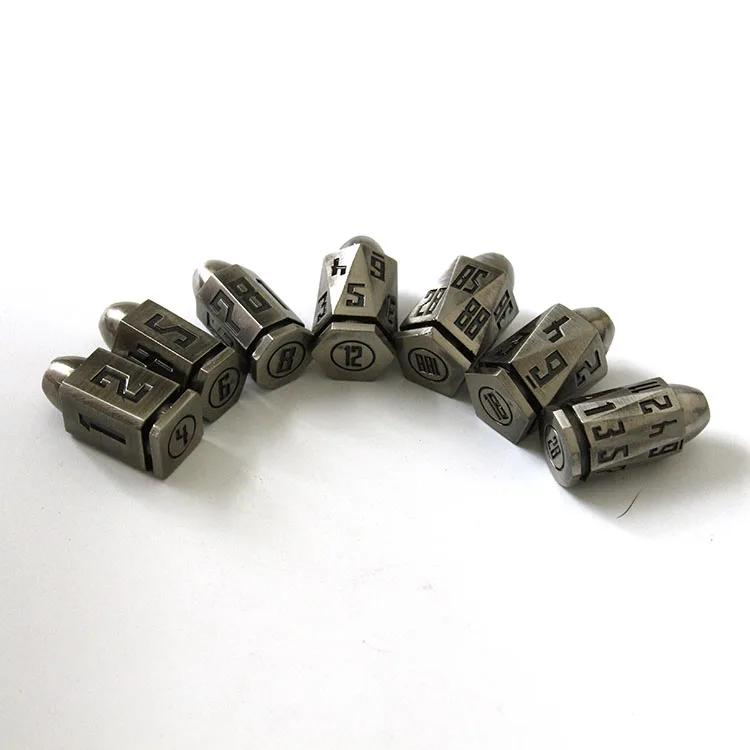 Wholesale Antique Nickel Adventures  DND  Bullet Dice Set