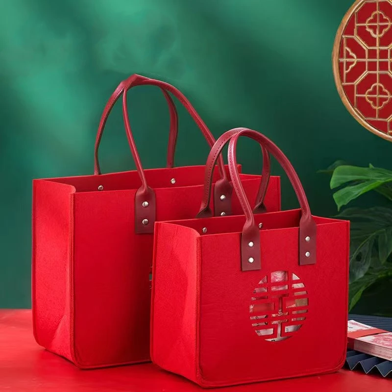 Custom Women Ladies Gift Bags for Bridesmaids Bridal Party Weddubg Minimalist Felt Handbag Tote Felt Bag Shopping Shoulder Bag