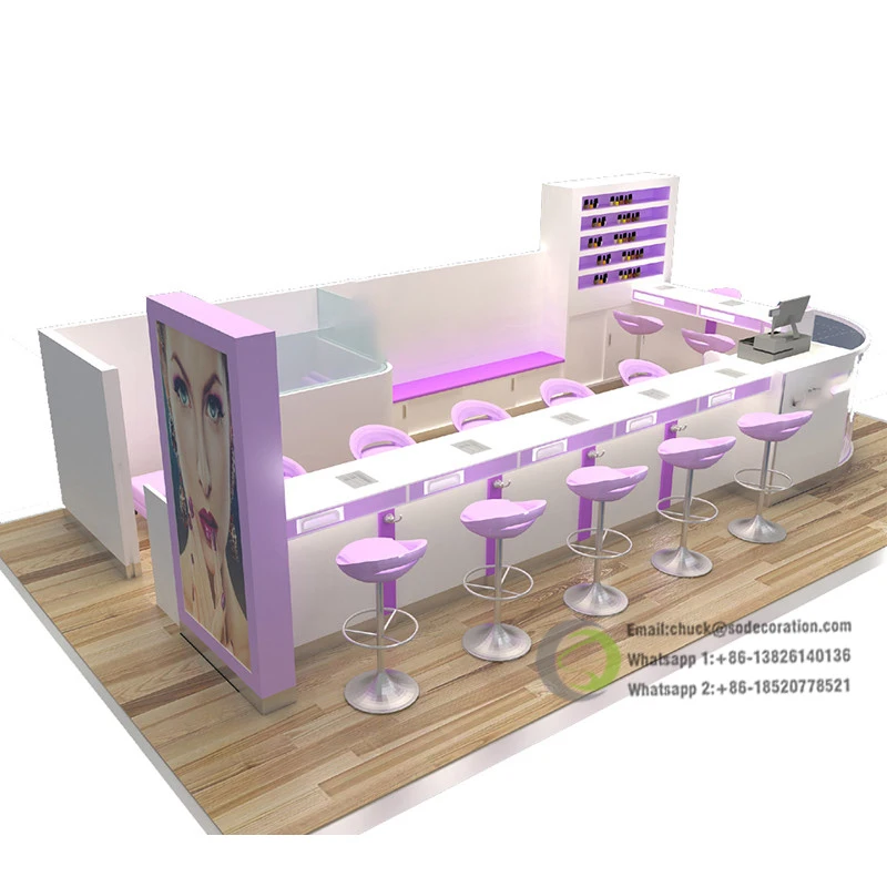 Factory Direct Sale Nail Bar Kiosk Beauty Bar Kiosk Modern Design Nail Bar Kiosk For Manicure