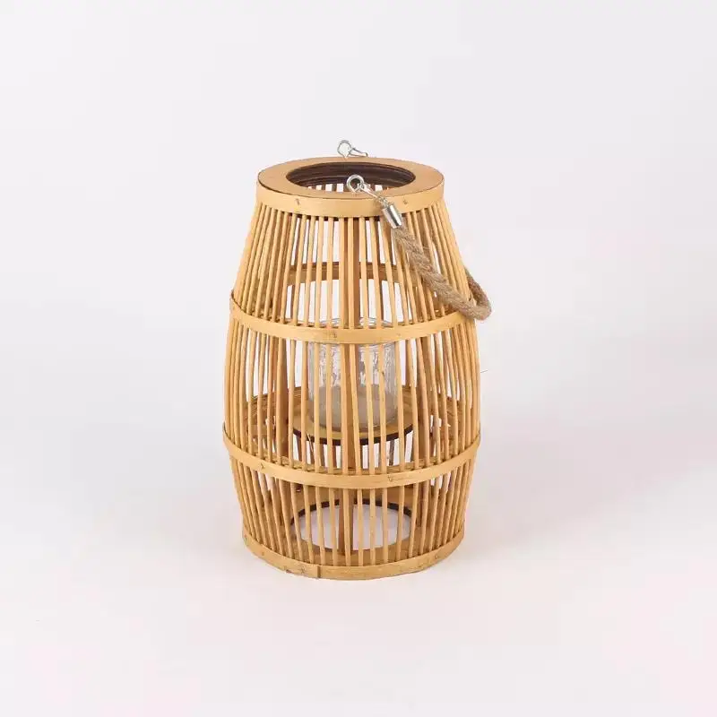 Wholesale Handmade Craft Rattan Wood Candle Lantern For Home Decoration