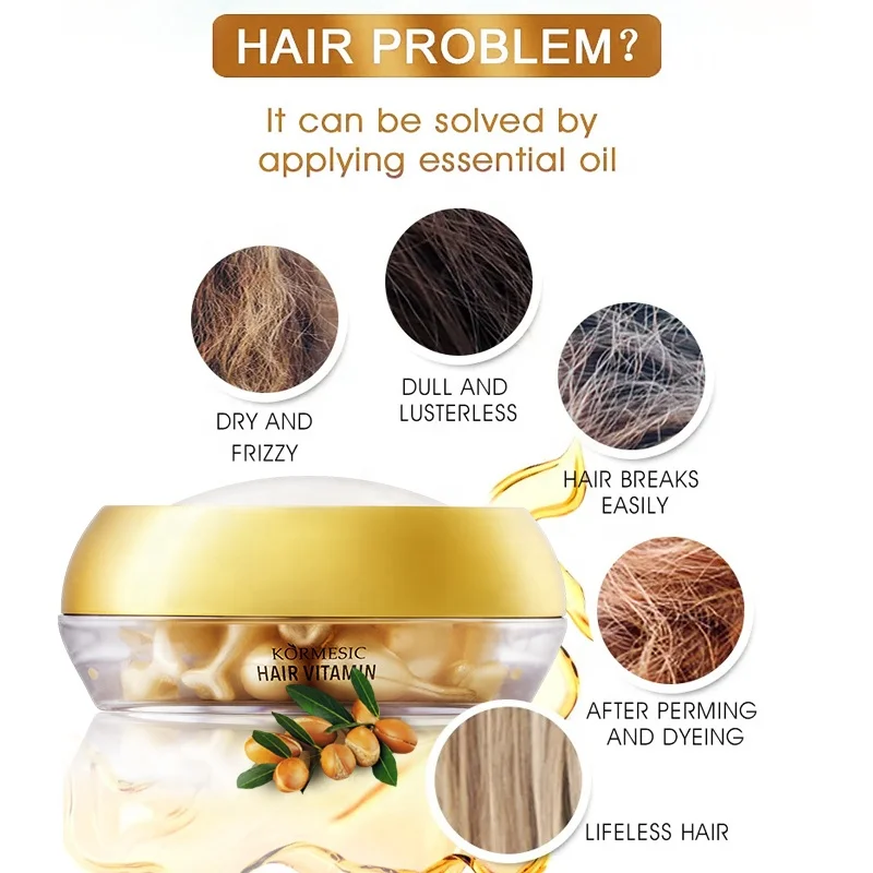 KORMESIC Hot sales Hair Vitamins Repair Growth Oil Moisturizing Treatment Capsule Hair Serum Hair Oil Capsules