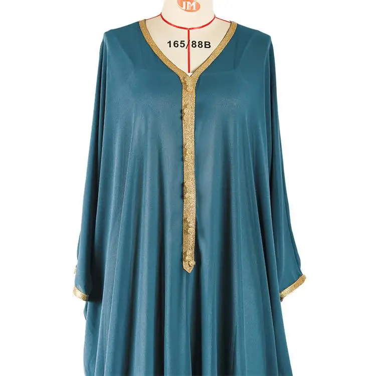 Wholesales Solid color muslim jalabiya plus size abayah ethnic islamic clothing women maxi dress