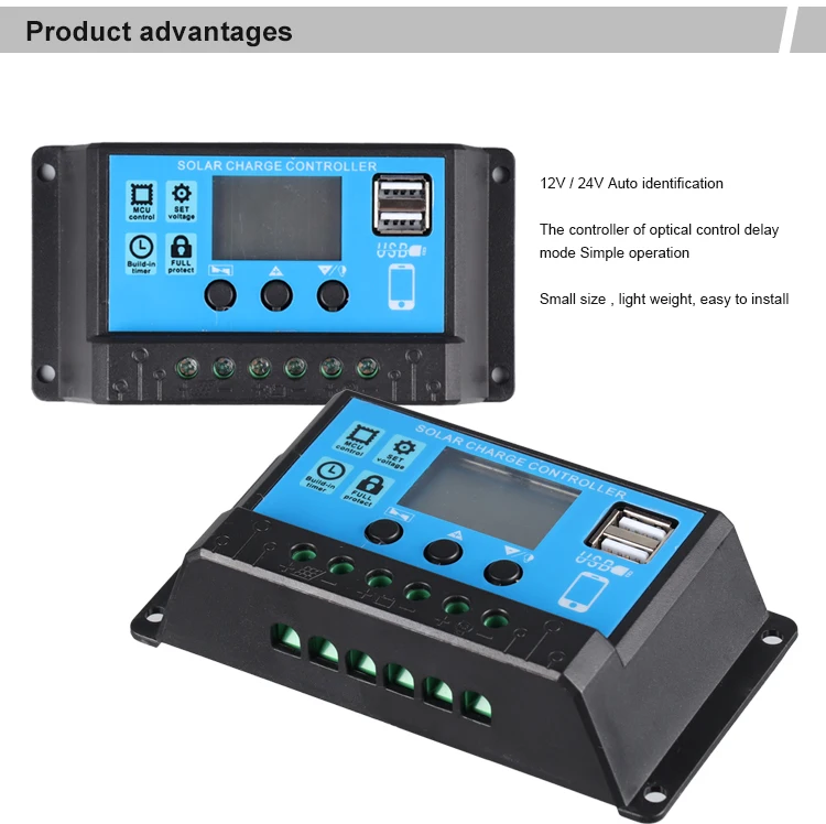 China factory direct sales PWM solar charge controller good price 12v 24v 10a 20a 30a 40a 50a 60a