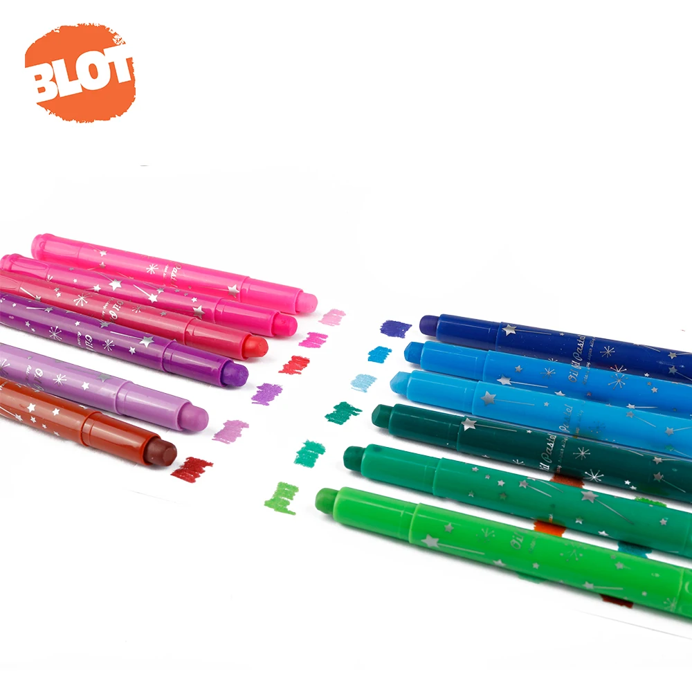BLOT Art Supply Fluorescent Coloring Washable Pastel Silky Twistable Crayon Sets for Children Kids