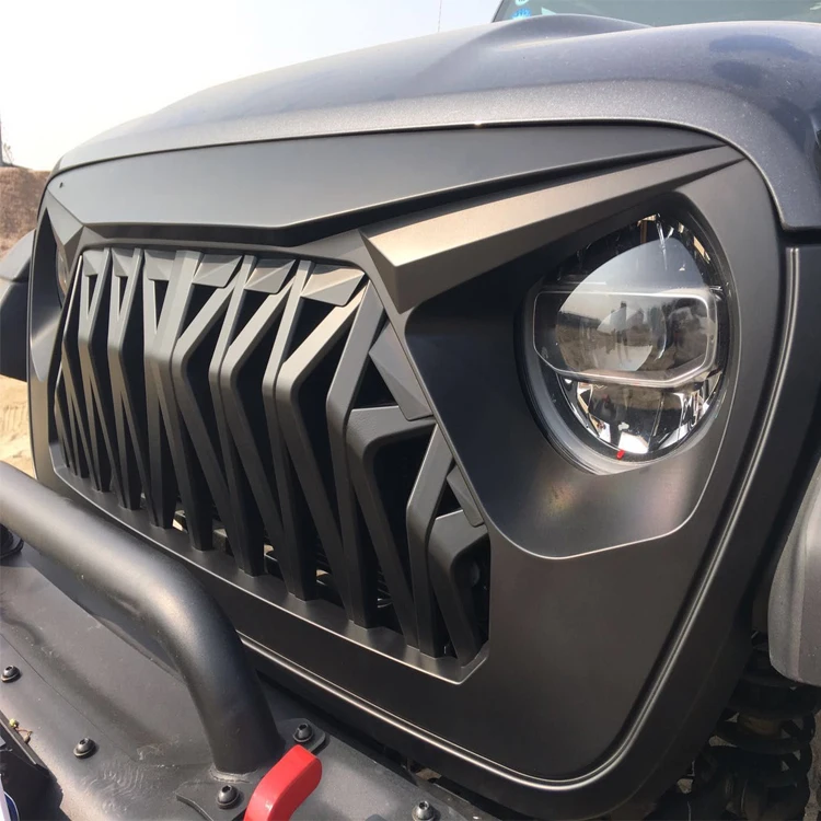 RayPG Grill Cover Factory Hot Selling Shark Grill Covers Black ABS Front Grille For Jeep Wrangler JL 2018 2019 2020 2021 2022