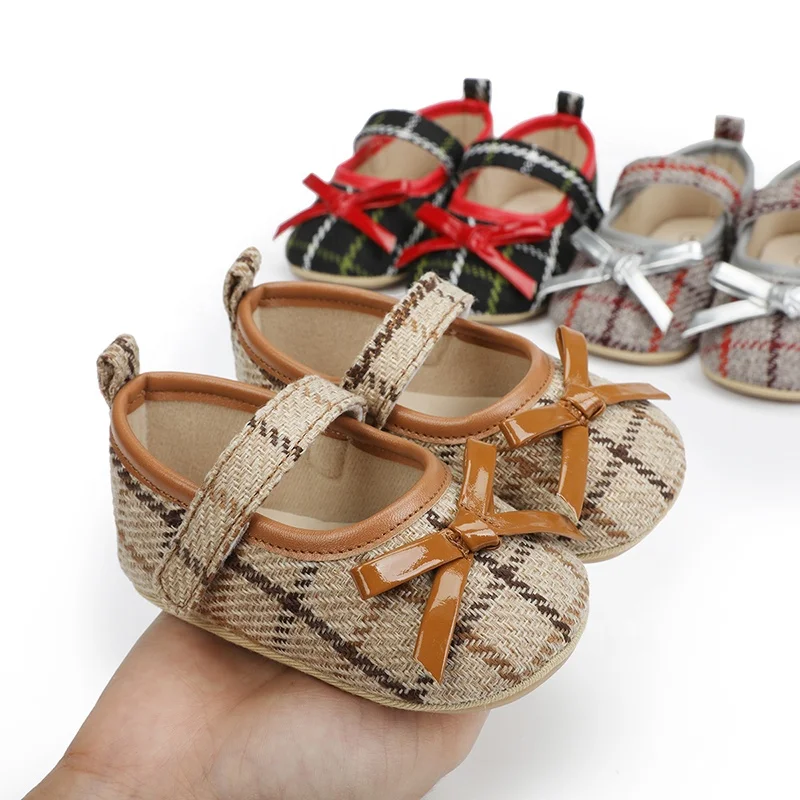 Plaid Toddler Newborn Infant Mary Jane Pre walker Baby Girls Dress Shoes