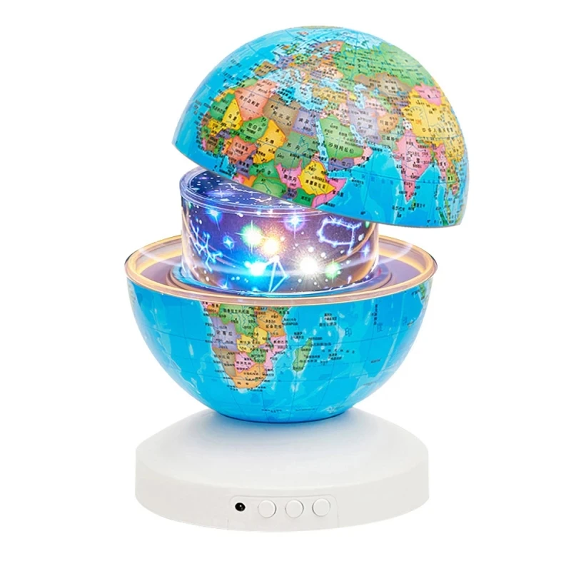 New Globe Projection Lamp Round LED World Map Rotation star Projection Night Light for teaching and study home decoration