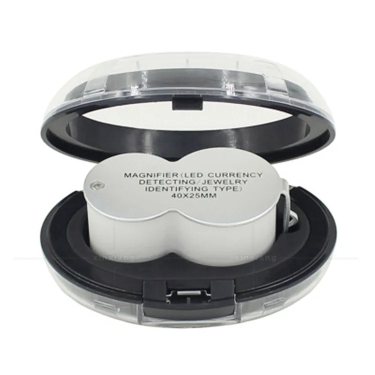 Gourd Folding 40X 25MM Jewelry Loupe Magnifier Led Magnifying Glass with Light