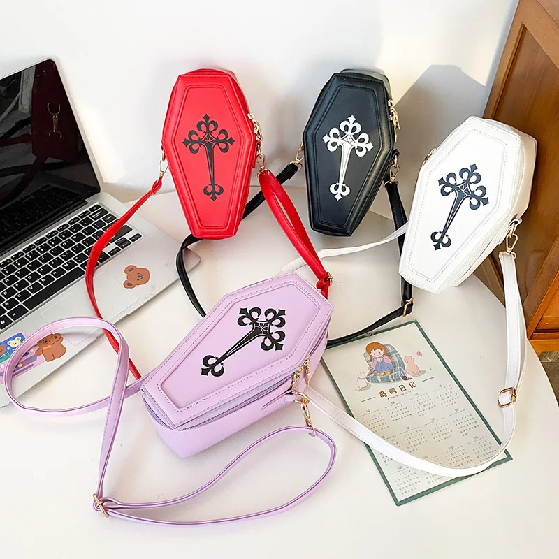 designer gothic Cross Girls Small Crossbody Bag Handbags Novelty Coffin Shape Halloween women purse