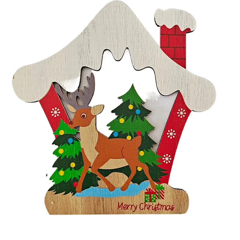 Wooden Christmas Small pendulum ornaments Laser Festival Gifts Home wood chip accessories painted wood crafts