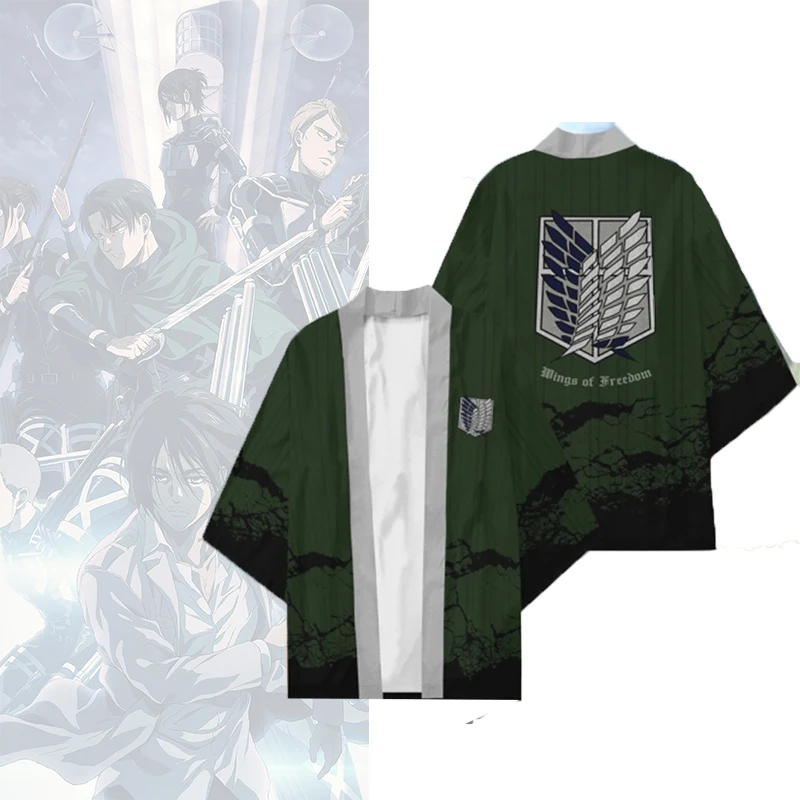 Shingeki No Kyojin ривайл Акерман накидка Аниме Костюм косплей кимоно хаори рубашка