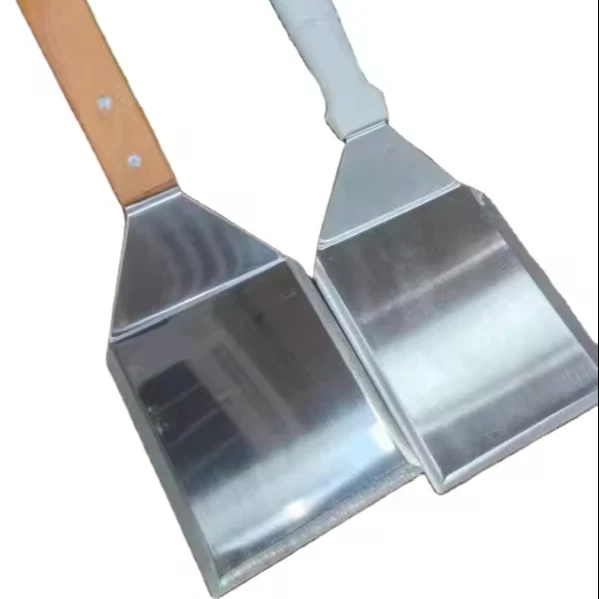 Stainless Steel Wide Blade Large Grilling Tool Hamburger Turner Steak Spatula With Wooden Handle For Griddle Grill