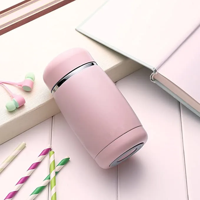 Girls Insulated Travel Mug, Stainless Steel Insulated Water Bottle for Coffee, Leak-Proof Drink Flask for Lunch Bag (Pink)