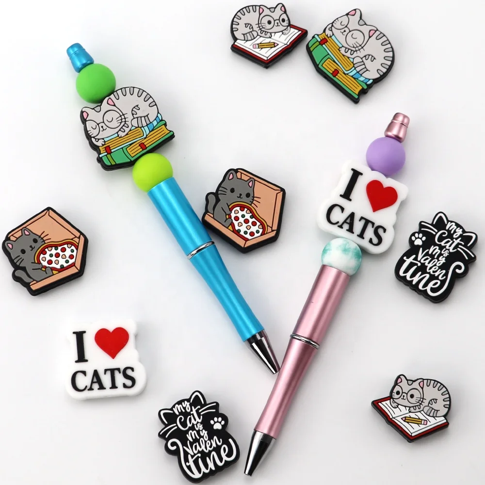eco friendly bulk cat Silicone Spacer focal Beads for Keychain making Beaded Pens Multifunctional DIY Crafts