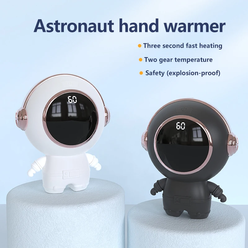 2023 New Wholesale Portable Digital Display USB Charging Hand Warmer Astronaut Mini Heater Electric Hand Warmer